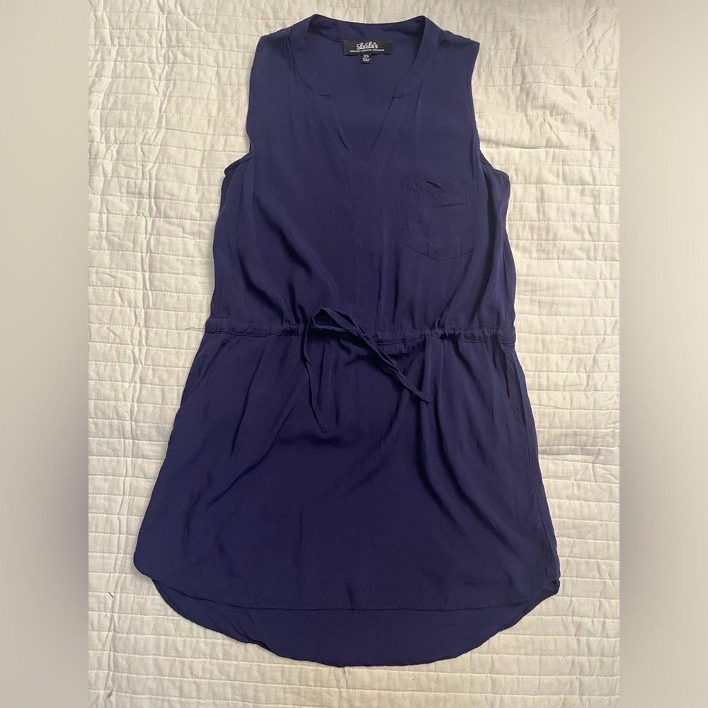 Lulus navy blue tie waist dress